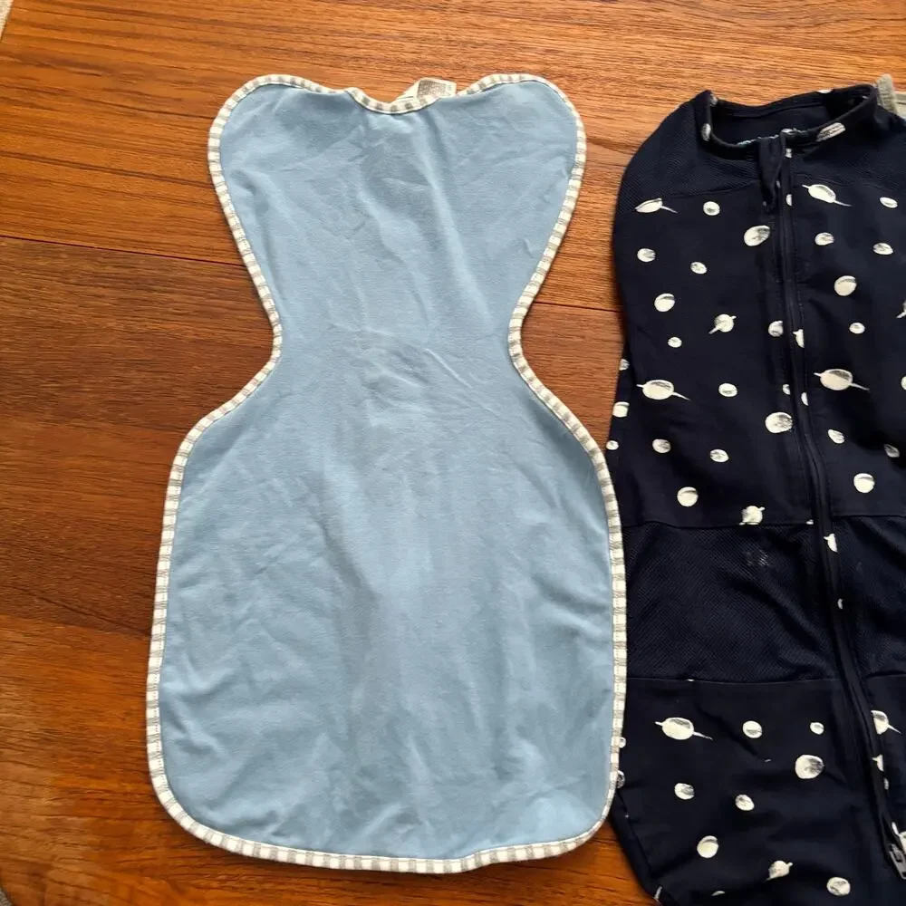 Bundle of three Happiest Baby Sleep sacks and Love to Dream baby swaddle